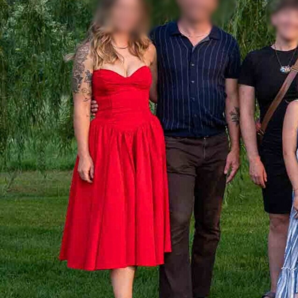 House of CB Elizabeth italian tomato strapless midi sundress - Picture 2 of 5